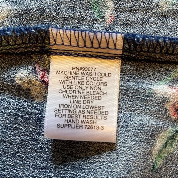 Liz Claiborne Navy Blue and Floral Faux Wrap Skirt Size 18 - Picture 4 of 5